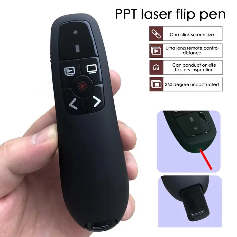 2.4GHz Wireless Powerpoint Pen Presentation Clicker USB Remote Control F-lip Presenter Pointer PPT Slide Advancer Pen