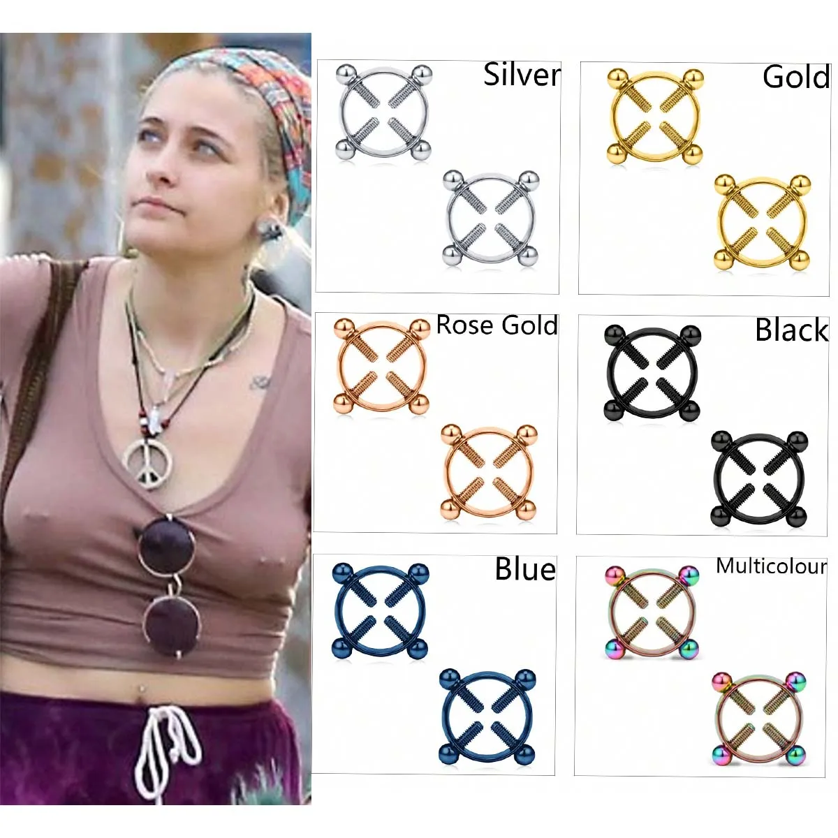 2 teile/satz gefälschte Nippel ringe, chirurgische Stahl nippel ringe, gefälschte Nippel piercings Faux Nippel ringe für Frauen Faux Piercing Schmuck