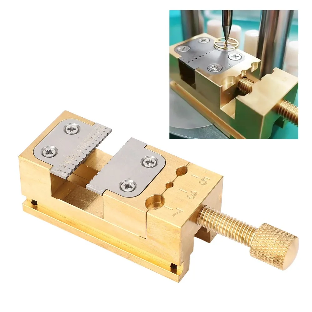 Brass Construction Watch Repair Vise 0.2-0.9mm Aperture Flat Clamp Holder Bench Vise Clamp Clamping Plate Mini Bench Vice