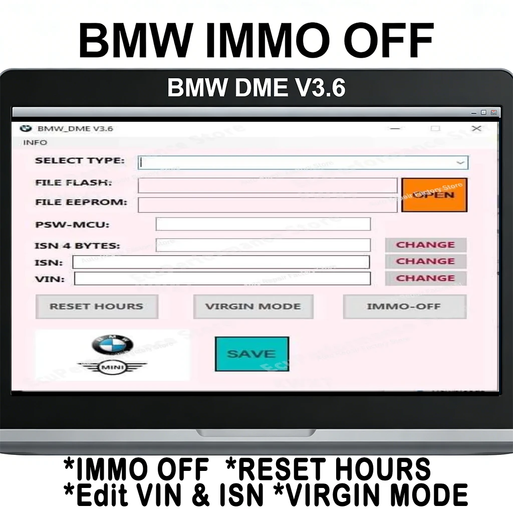 

Инструмент для отключения иммобилайзера BMW DME V3.6: Флеш-загрузка файлов, сброс часов, редактирование VIN и ISN, режим VIRGIN