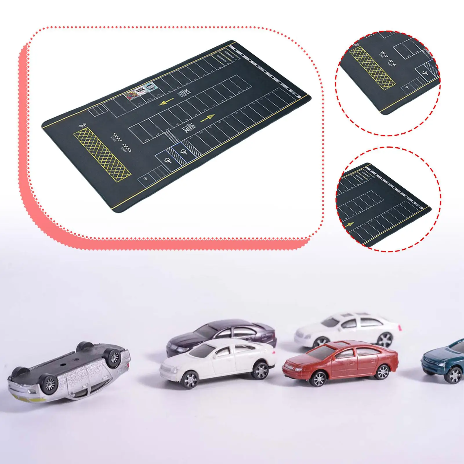 

1/64 Parking Lot Mouse Pad Miniature Anti Slip Photography Backdrop for Children Table Mouse Pad Vehicle Scene Display Toy