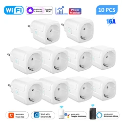 Tuya Smart Socket EU 16A Wifi Smart Plug With Power Monitor Timer Function Support Smart Life APP Yandex Alice Alexa Google Home