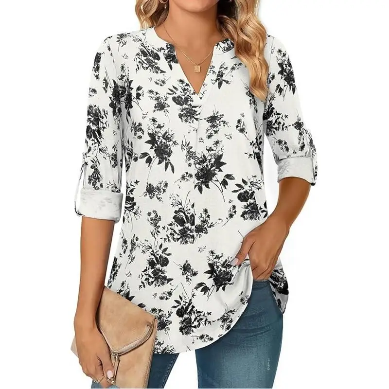 Floral Waist Cinching Long T-irt Women's Faion Briti Sle Slim Fit Polyester Spandex Print Plant Floral Design Sve