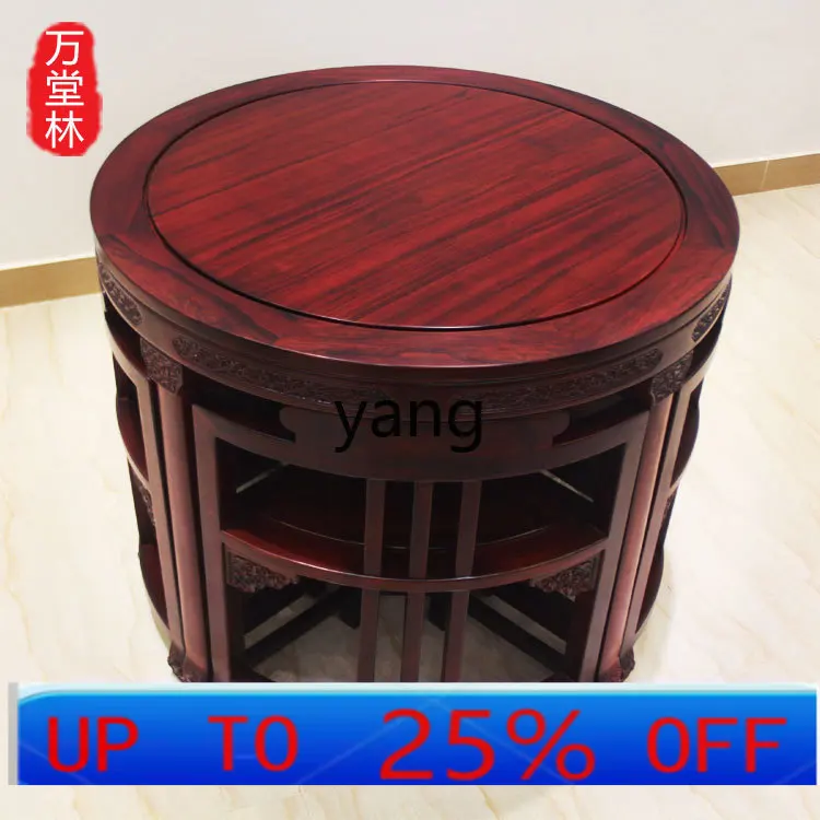 

LTT Chinese small round table mahogany huanghuali solid wood rosewood study table writing desk