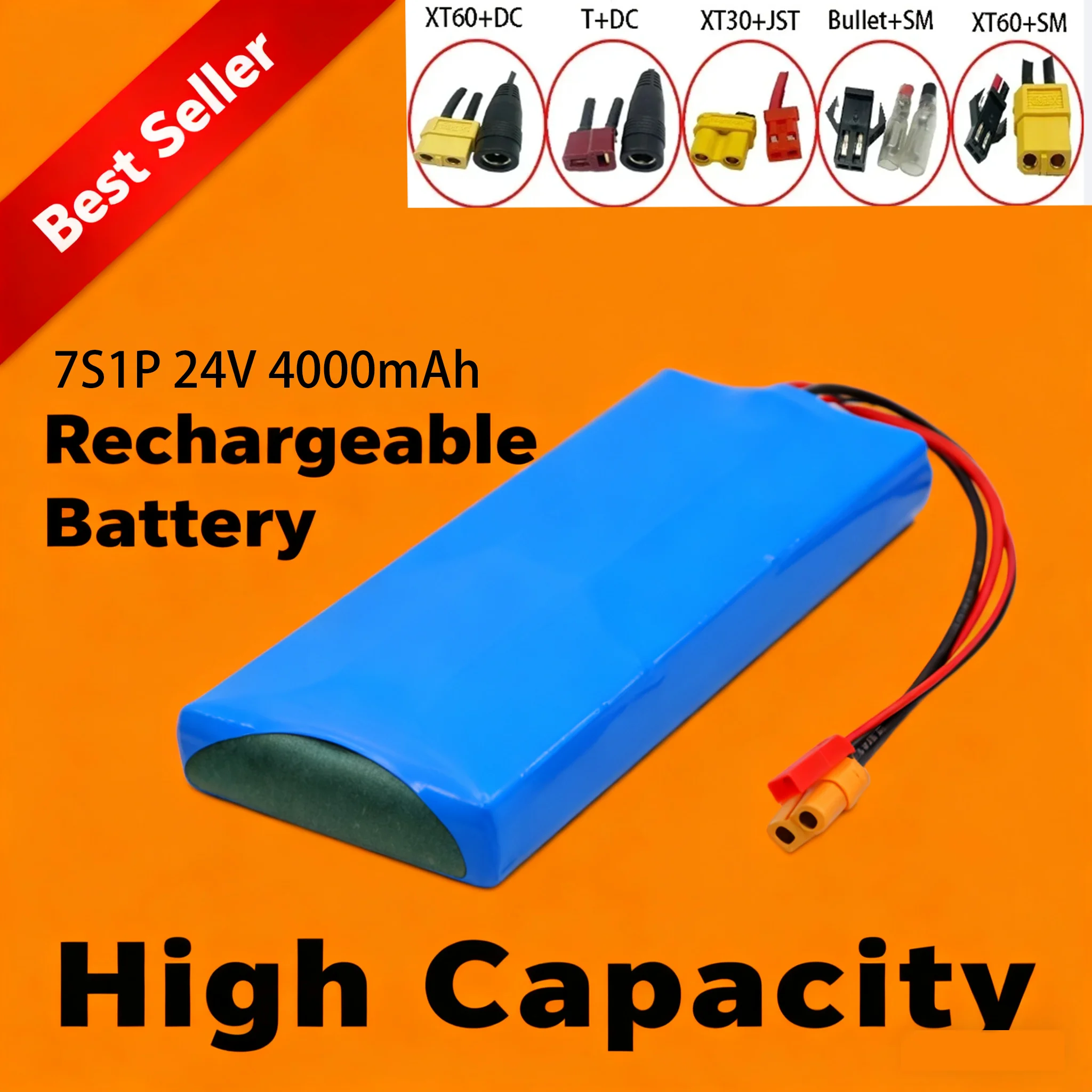 

Rechargeable 24V Battery Pack 4000mAh/6000mAh Lithium 7S1P with BMS for Scooter Electric Bicycle Conversion Kit Ride-On Toy