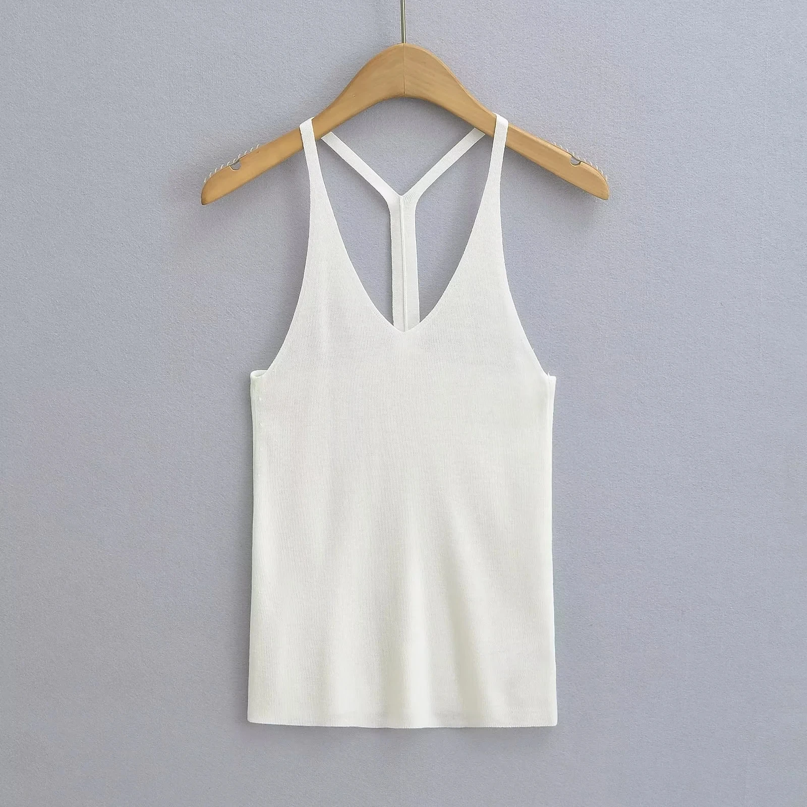 American Sle Summer 2025 Sexy Spicy Girl Pure Desire V-ne Clavicle Slimming Knitted Base Layer Small Strap Vest