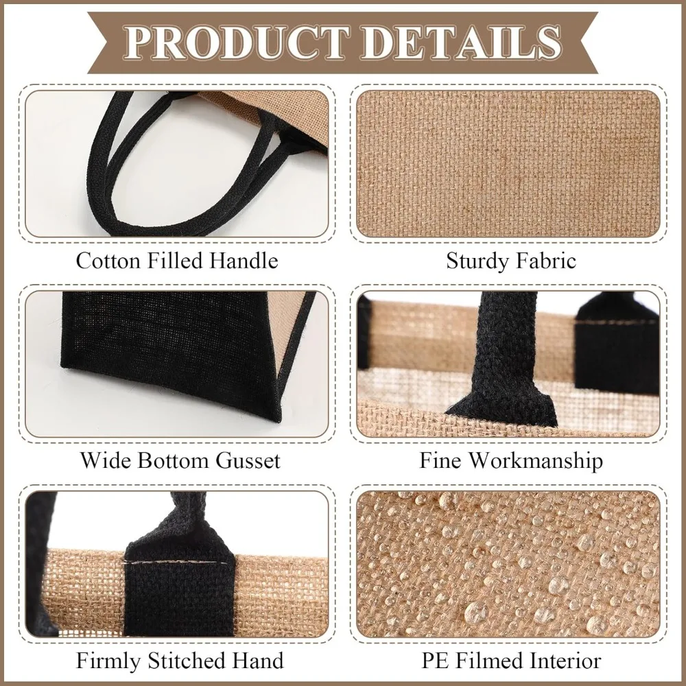 أكياس الجوت القابلة لإعادة الاستخدام، 12 عبوة، 12 × 12 × 7.7 بوصة، هدايا وصيفة العروس صديقة للبيئة لحفلات الزفاف والتسوق ومشاريع DIY #3