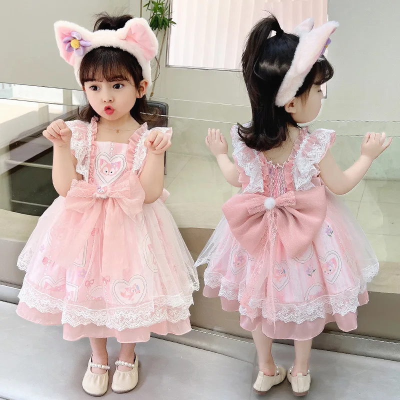 Girl'S Lingna Belle Dress2024Summer New Lolita Princess Children'S Western Style Summer Dress