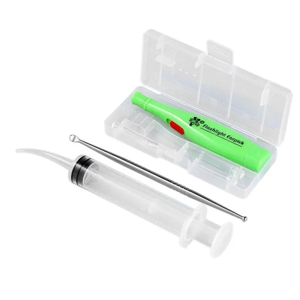 

1set Tonsil Stone Remover Tool with Led Light Box & Irrigation Flush Extractor Syringe Whitening Care Products Syringe Ear tool