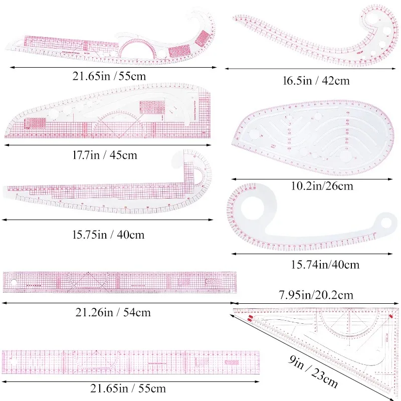 Multifunctional French Curve Ruler Soft Plastic Patchwork Ruler Measure Dressmaking Drawing Template Craft Sewing Tools