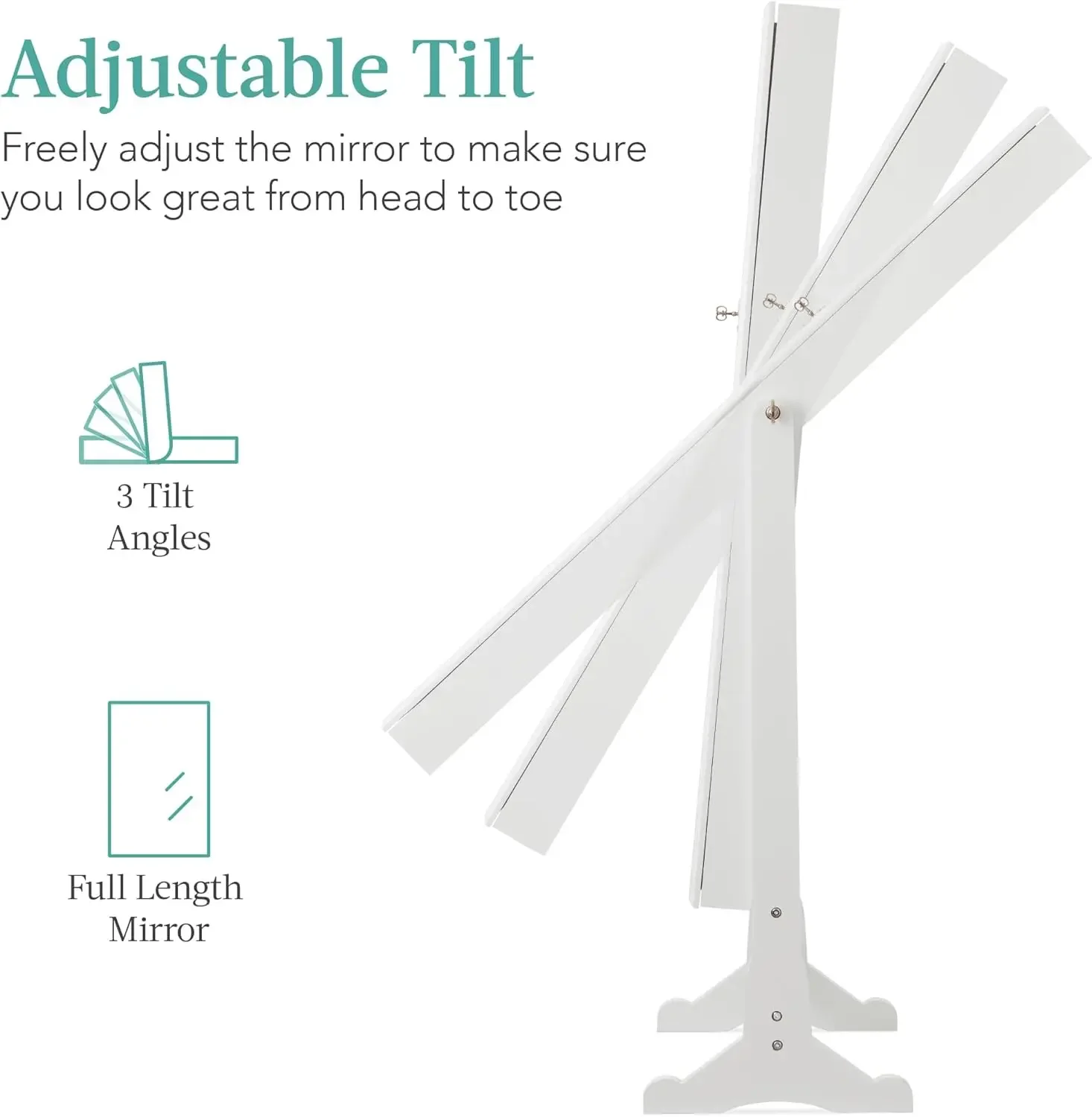 Jewelry Armoire Cabinet, Full Length Standing Mirror, Lockable Makeup Storage Organizer, w/Velvet Lining, 3 Angles, Lock, Access