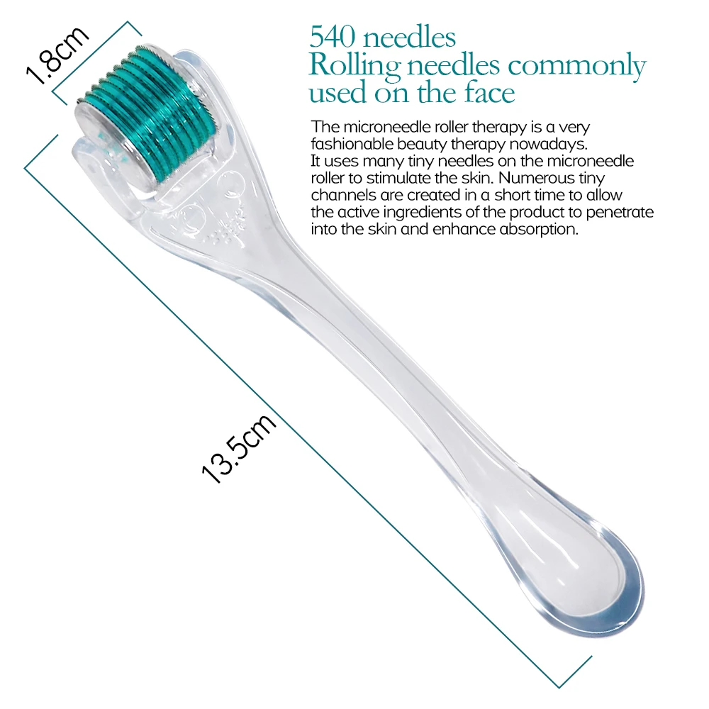 540 Rullo Derma per la cura della pelle Crescita dei peli del corpo del viso 0.2/0.25/0.3mm Rullo professionale per il viso Dermaroller Microneedle
