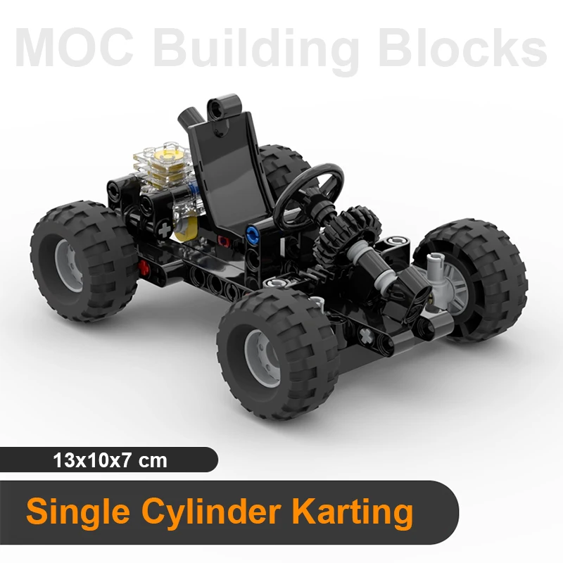 Kart de barra Horizontal, bloques de construcción MOC, Kart de dirección, Mini modelo de coche, motor, conexión de neumáticos, educación STEM para niños, regalos creativos