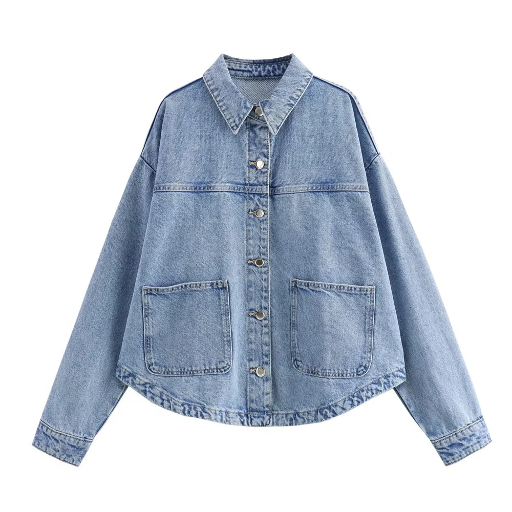 Zach Ailsa 2024 Summer New Women\'s Wear Temperament Minimalist Workwear Style Flip Collar Old denim jacket jacket jacket