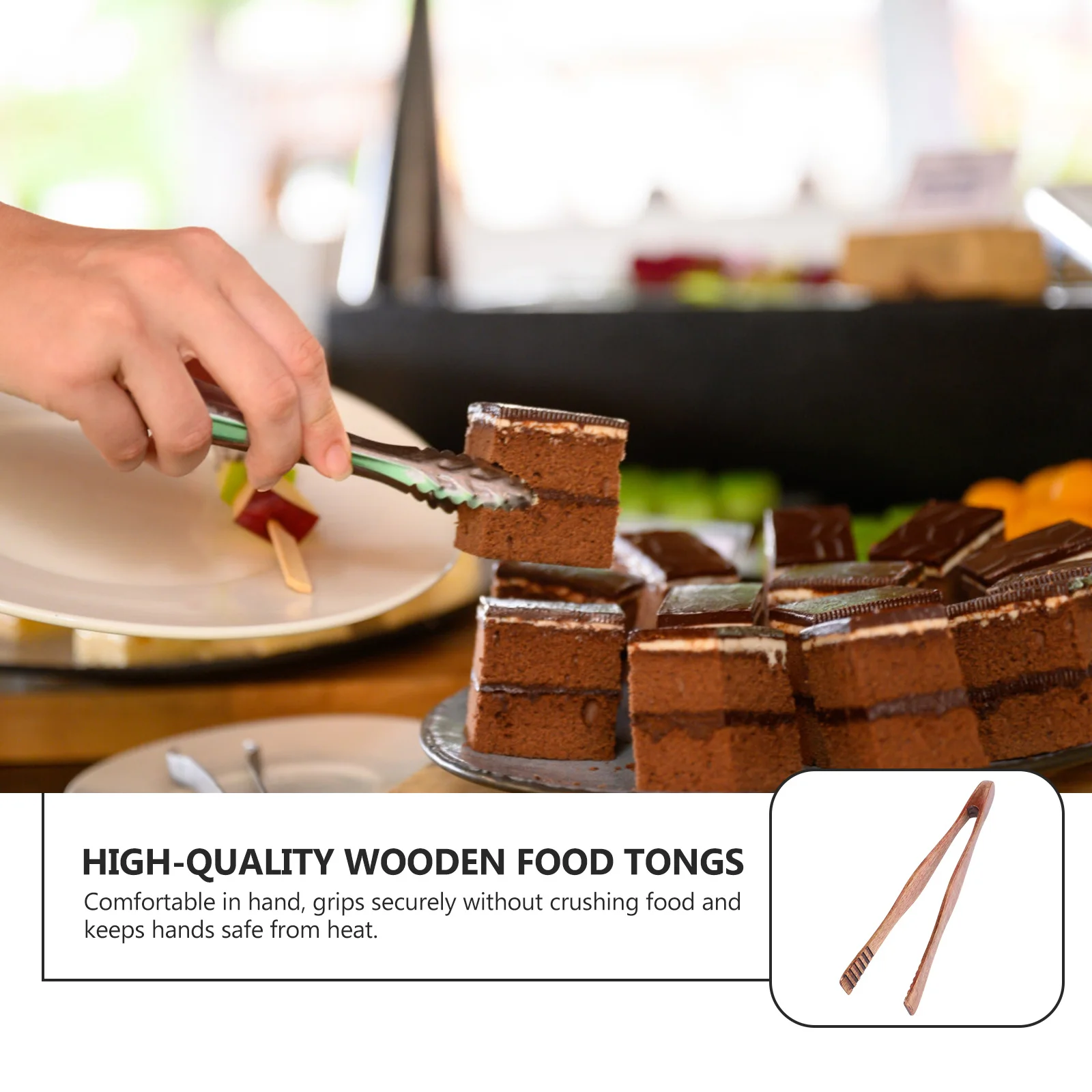 

2pcs Wooden Food Clip Natural Moisture Resistant Serving Clips For Salad Pasta Bread Tongs Kitchen Utensils Tool