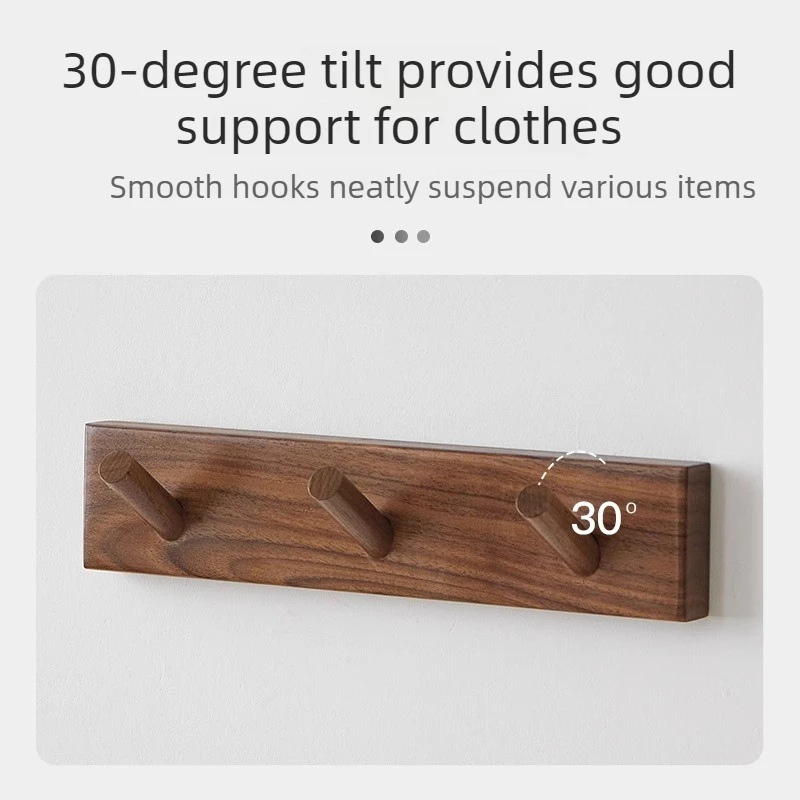 No Drill Entryway Hallway Organizer Solid Wood Wall Hooks Heavy Duty Coat Rack for Door Back Wardrobe