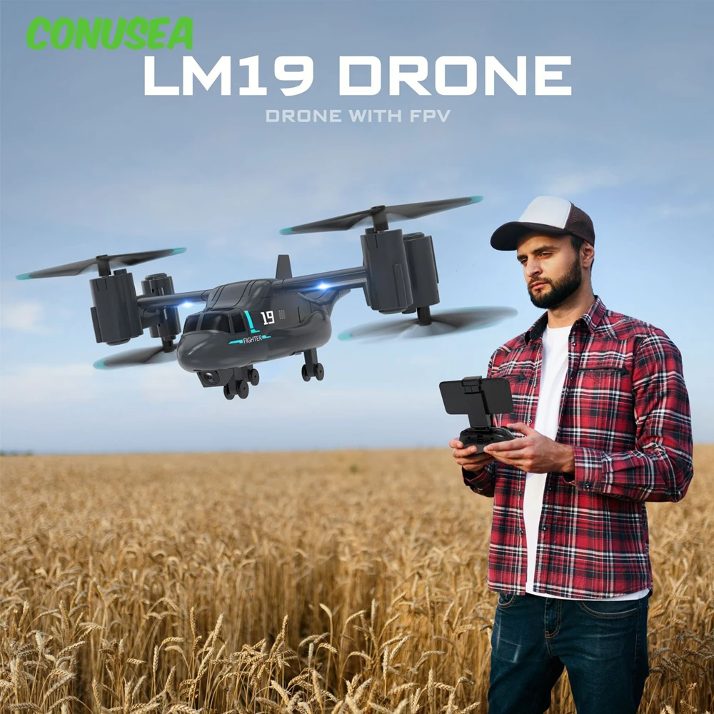 LM19 Camera Drone 480P Wifi Fpv Drones Rc Dro Remote Control Helicopter Land Air Model Quadcopter Rc Plane Min Ufo Toys for Boys