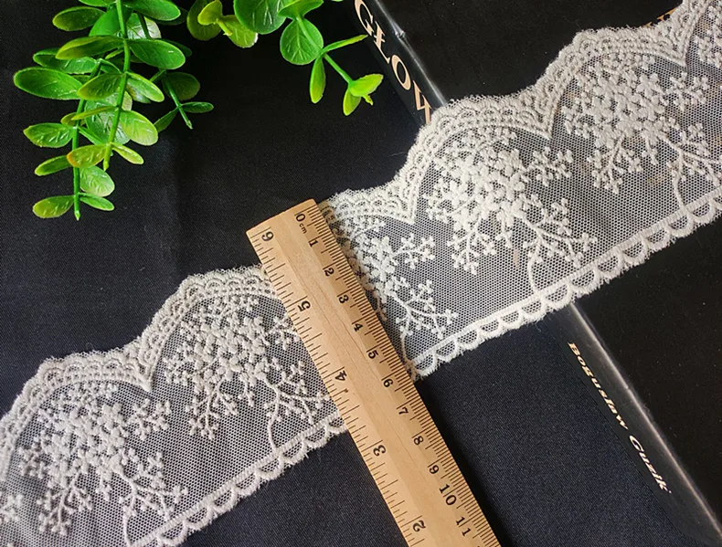 New 2yard/Lot 6.5cm wide Snowflake Cotton/Rayon Material Embroidered Lace Trims Home Fabric Overlock Wave Hem Accessories SC174