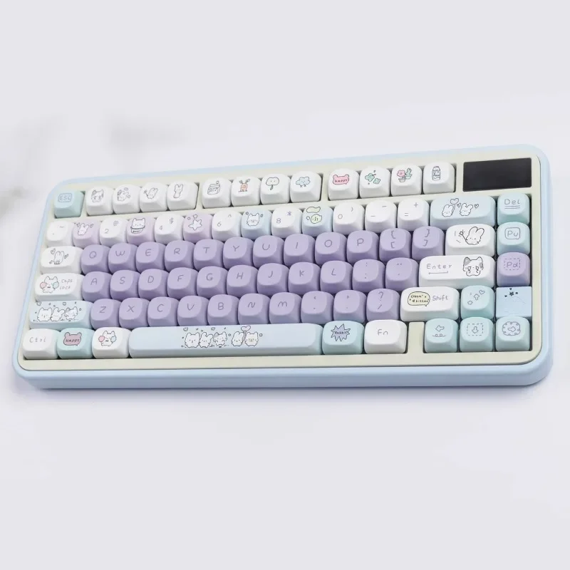 Little Rabbit Party Keycaps 142 Key PBT Sublimation MOA Profile Customized Keycaps Gaming Mechanical Keyboard Accessories Gifts