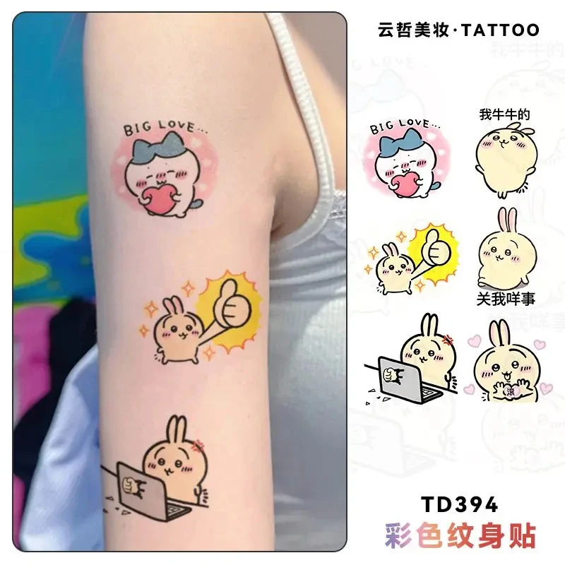 Chiikawa Cartoon Temporary Tattoo Stickers Cute Chii Hachiware Usagi Pikachu Mix Design Waterproof Fake Tattoo Decals
