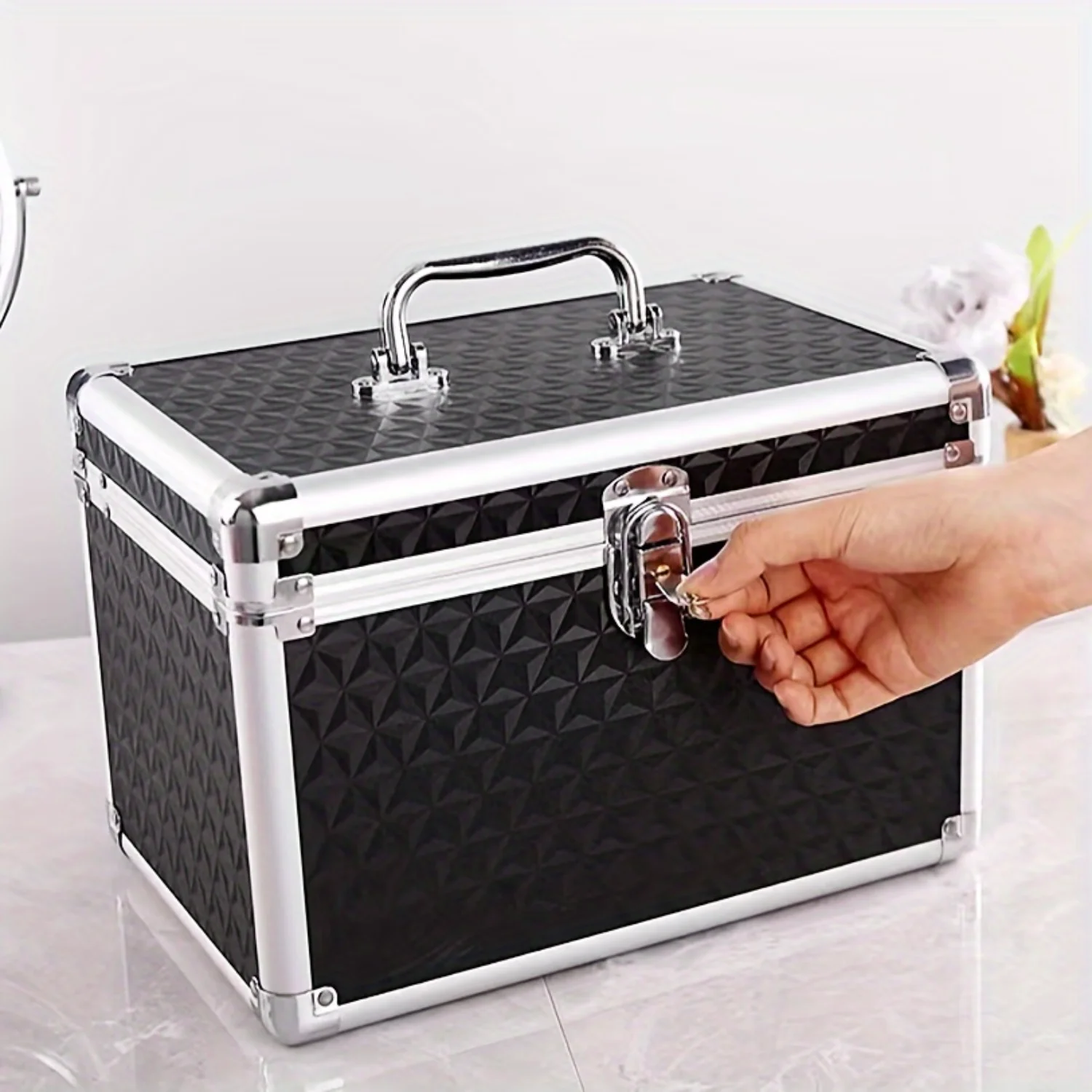 Makeup Train Case with Mirror | Cosmetic Organizer Box - Ideal for Makeup and Cosmetology