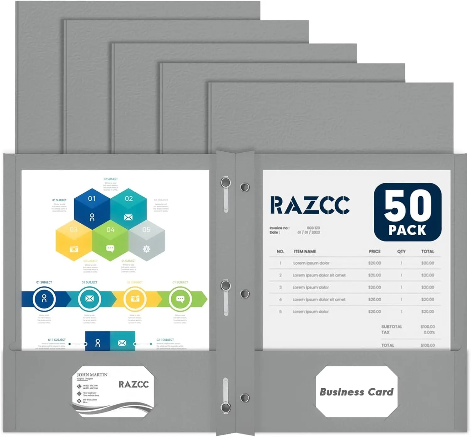 

Набор из 50 папок с двумя карманами и застежкой, серые папки для документов формата Letter, для школы, офиса, дома и бизнеса