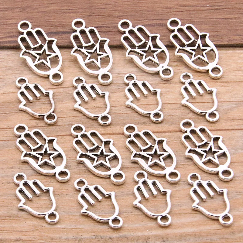 30Pcs 2 Styles New Product Palm Five-pointed Star Charms Connector Metal Alloy For DIY Necklace Bracelet Earrings Marking