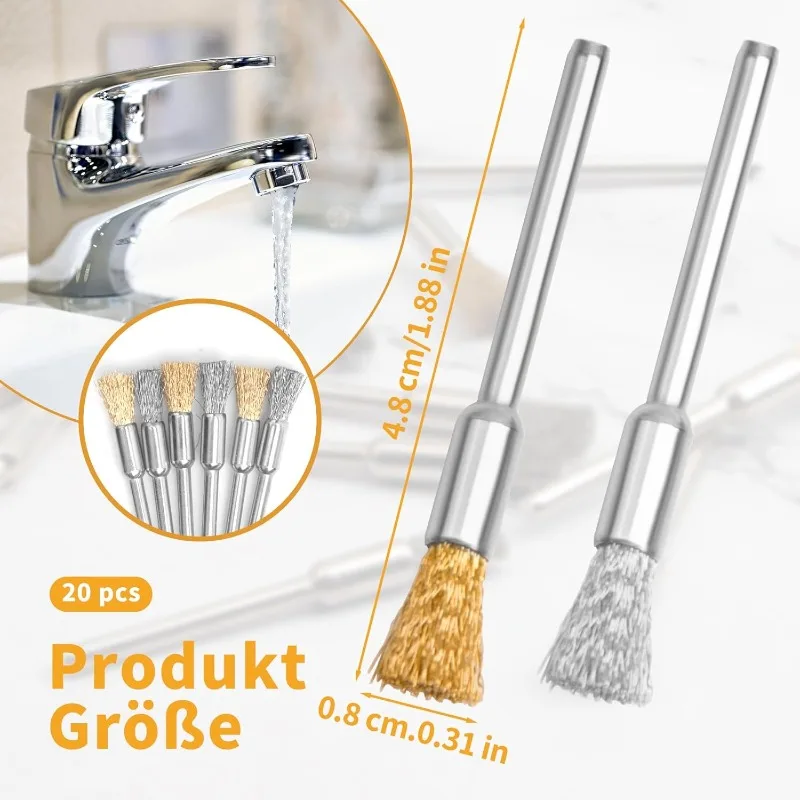 20pcs mini wire brushes are designed specifically for grinding and cleaning, effectively removing rust, corrosion, dirt, and pai