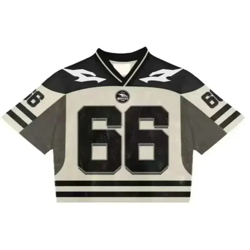 Y2K American T-shirt Harajuku Hip Hop Fashion Football Jersey Streetwear Vintage Casual Breathable Splicing Loose Short Sleeve image 5