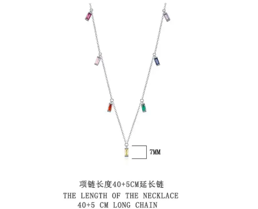 Emerald Cut Blue Topaz Amethyst Citrine Garnet Peridot 925 Sterling Silver Pendant Necklace Rectangle Colorful Gemstone Jewelry - Image 6