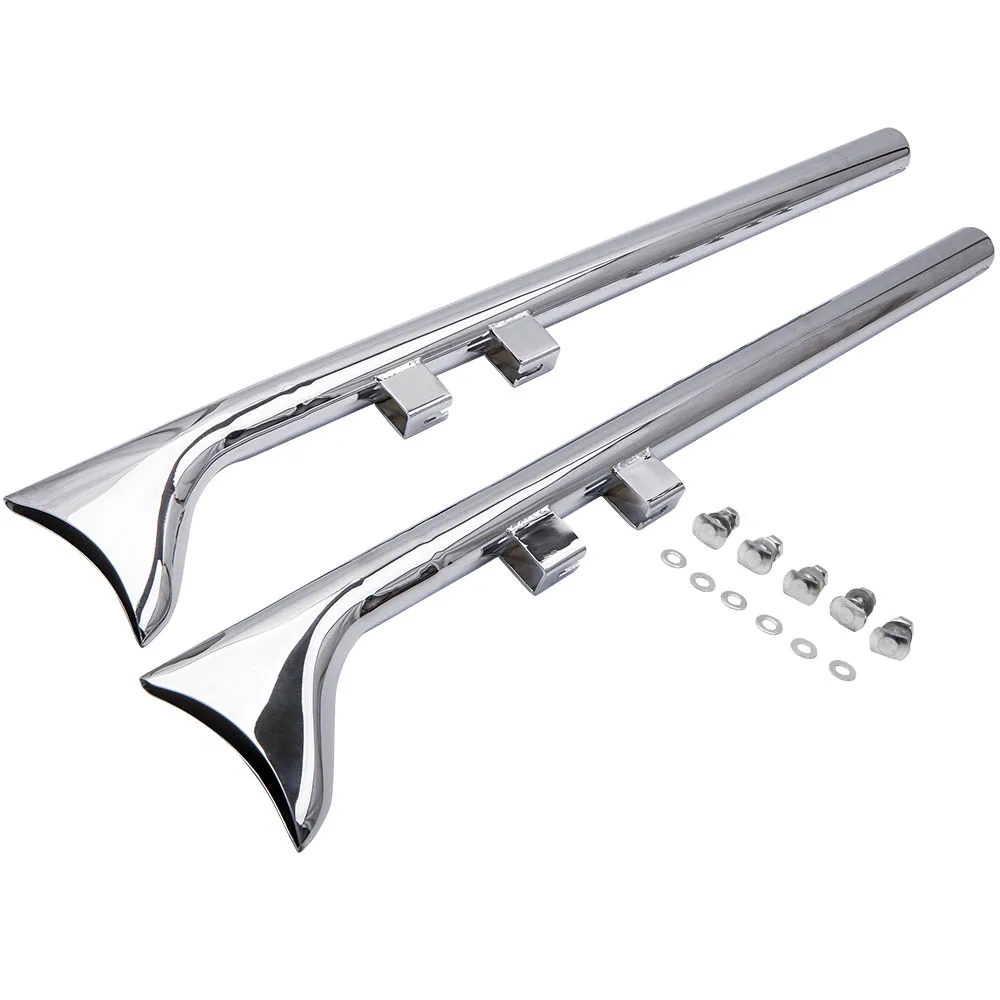 Chrome Fishtail Exhaust Pipe Set for Harley Touring