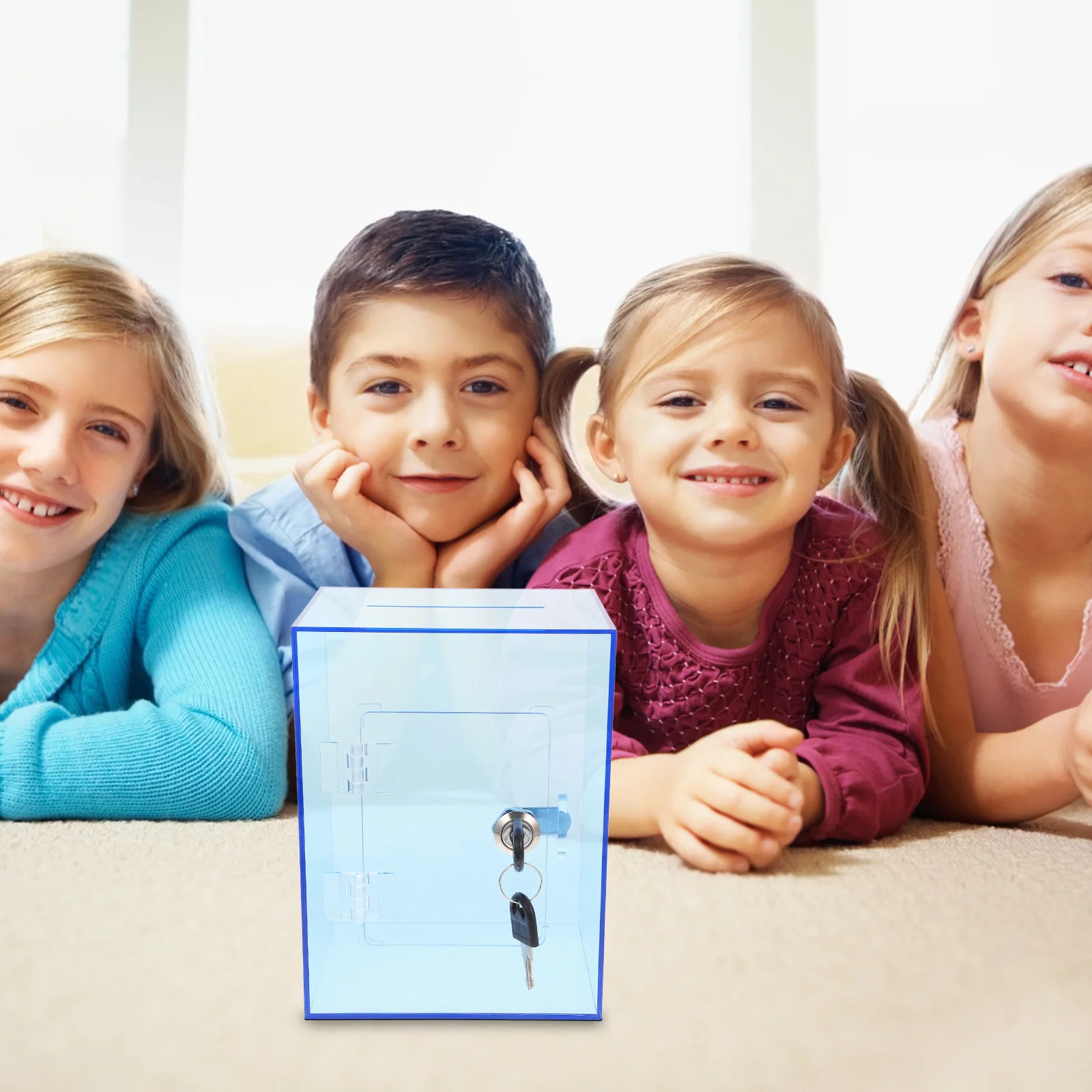 

1Set Donation Box with Lock Clear Acrylic Money Box for Cash Tips Savings Transparent Secure Storage Large Piggy Bank for Adults