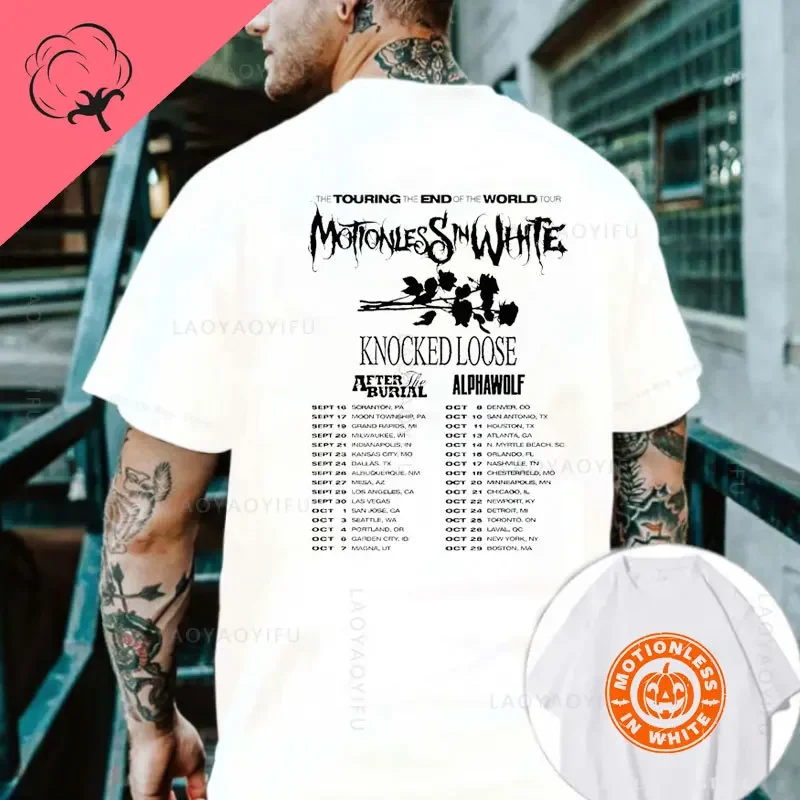 Motionless in White Theme 100%Cotton Summer Cool Fashion Harajuku Tee Men Middle Finger T-Shirt Metal Rock Short Sleeve TShirt