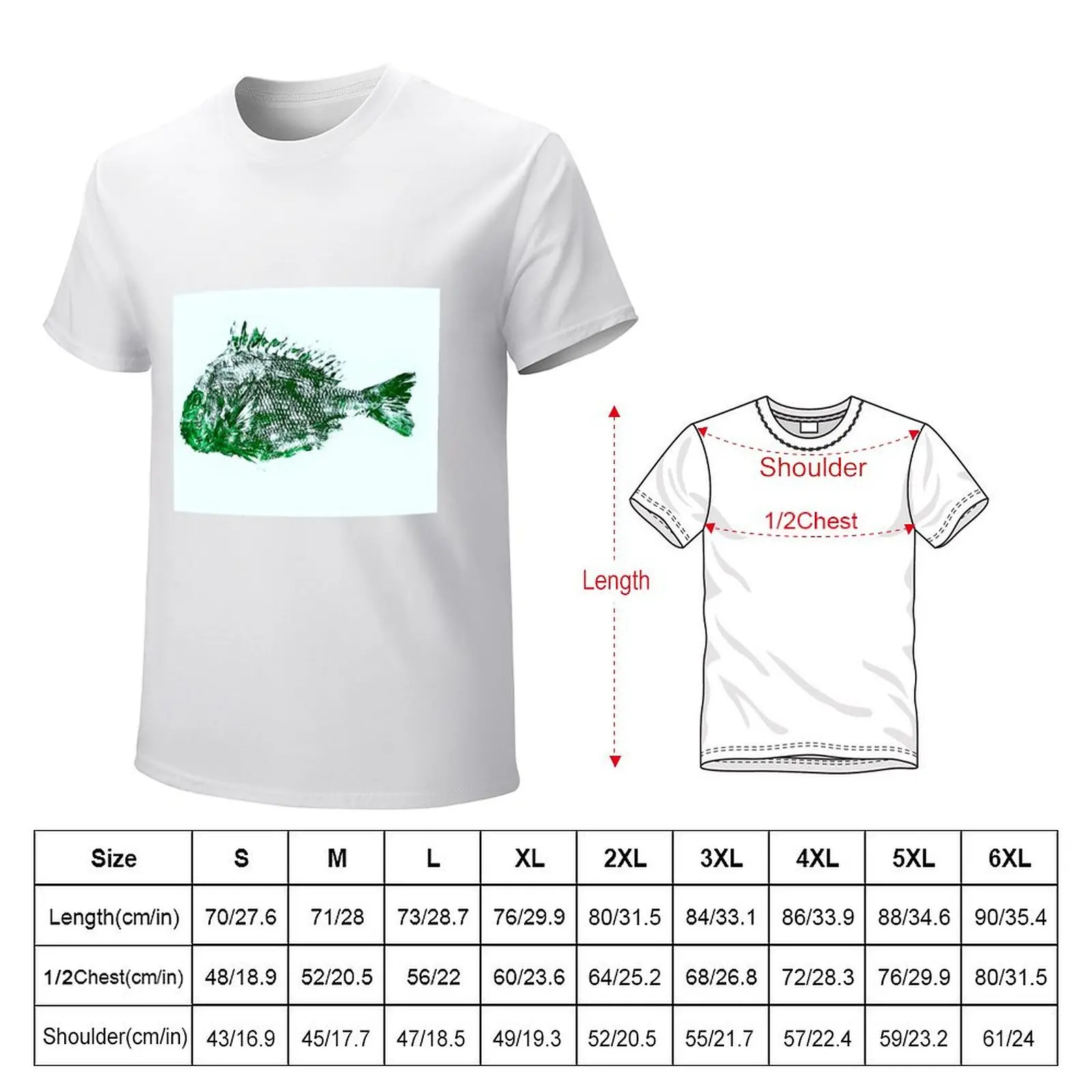 Gyotaku fish rubbing, Florida Sheephead, Surreal Green T-Shirt cute clothes vintage heavy weight t shirts for men