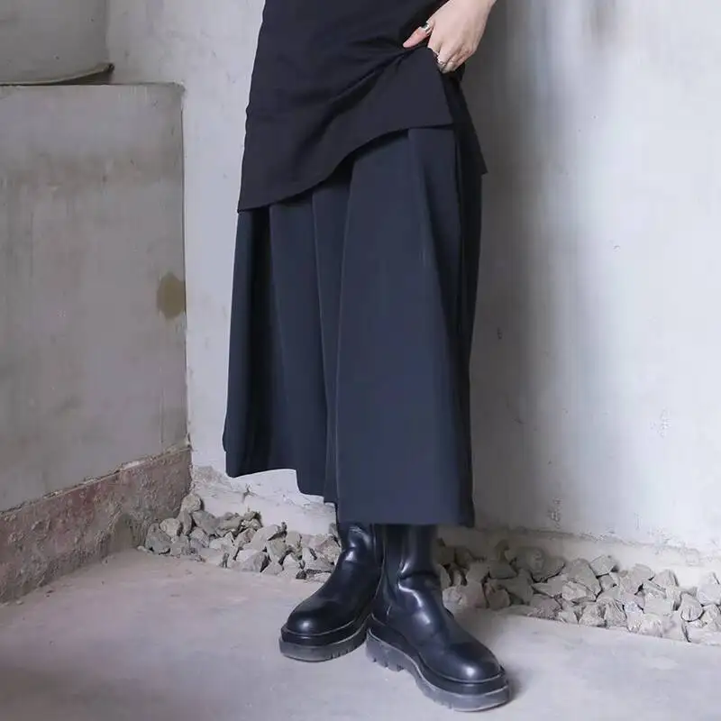

Ladies Wide Leg Pants Spring/Summer New Yamamoto Style Classic Black Irregular Design Casual Loose Day Series Nine-Point Skirt