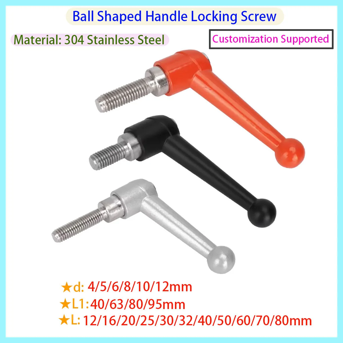 Ball Head Adjustable Clamp Lever Handle Solid 7-Shape Handle M6 M8 M10 M12 for Machine Tools