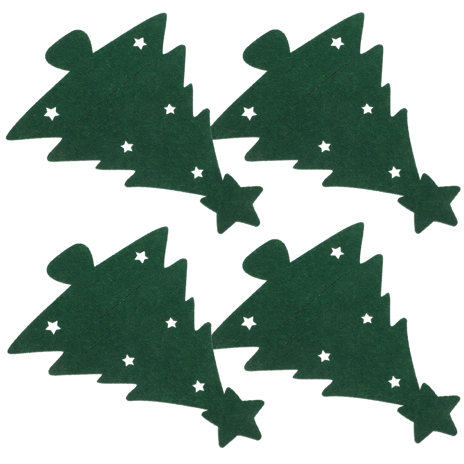 

4Pcs Xmas Tree Cutlery Holder Christmas Silverware Sleeves Festive Tableware Bag Dining Table Decor Cutlery Holder