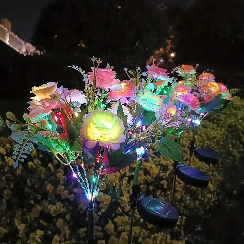 

Солнечные светодиодные фонари с цветком гибискуса, газонная лампа IP65, уличная водонепроницаемая лампа для двора, патио, украшения сада, цветочный праздничный фонарь для вечеринки