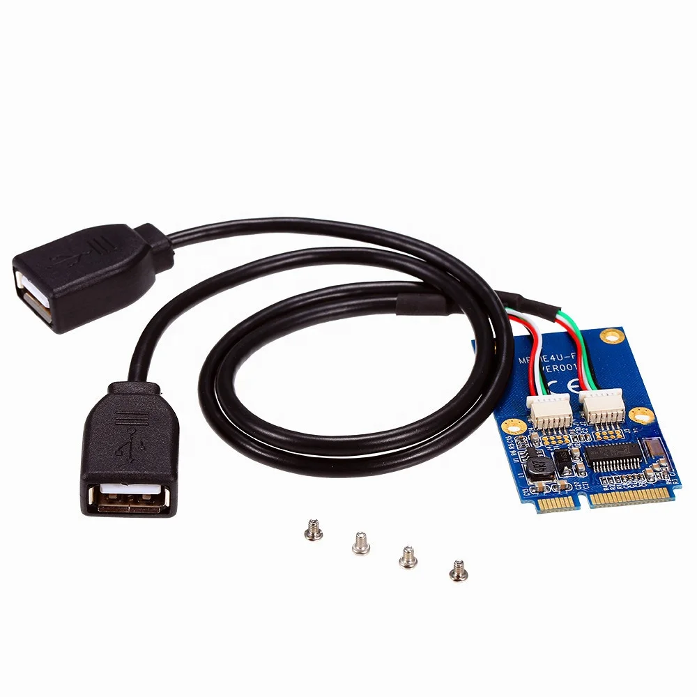 Mini PCI-E mPCIe 52Pin to Dual 2 x USB 2.0 Connector Adapter  with 30cm USB Extension Cable