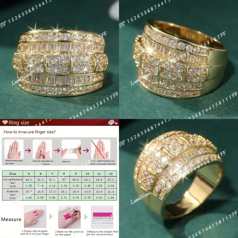 1pc Elegant Women's Eternal Ring with Sparkling Cubic Zirconia Luxurious Wide Face Design for Wedding Daily Parties All