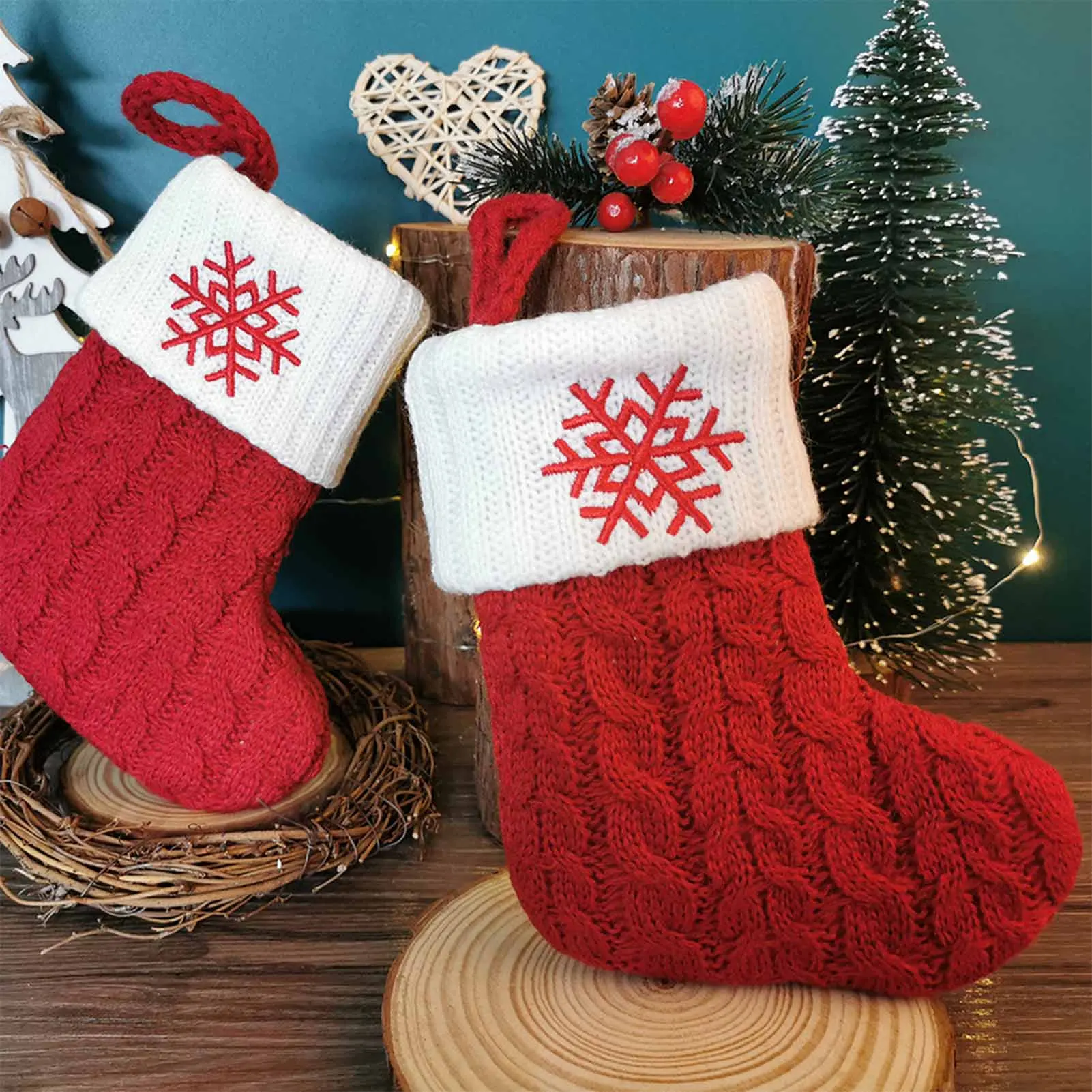 Christmas Knitted Gift Bags Creative Letter Design Christmas Socks Knitted Durable Bag For Children Christmas Gift Packaging