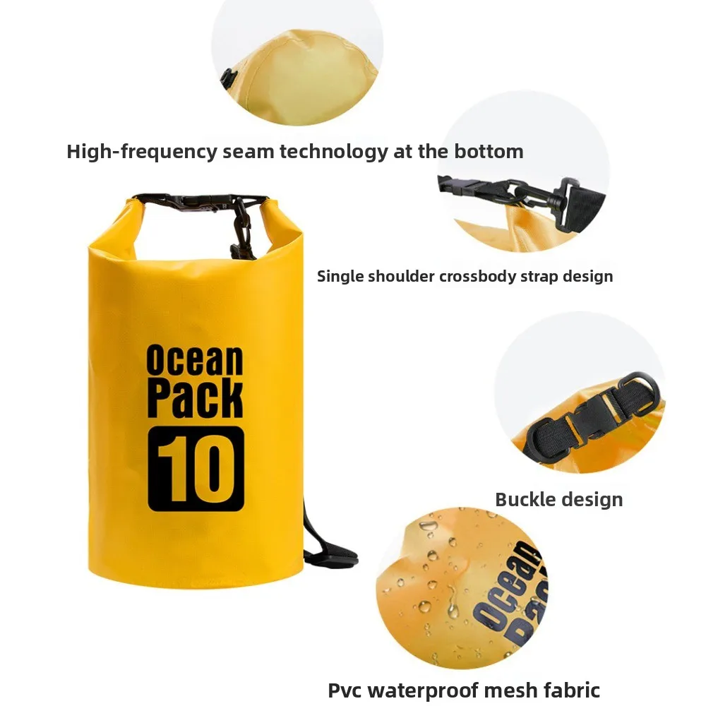 

10L Waterproof Dry Bag Waterproof Large-Capacity Swimming Bucket Bag Lightweight Foldable Beach Backpack Beach Swimming