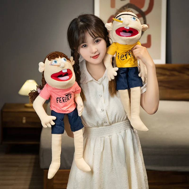 60cm Jeffy Hand Puppet Plush Toy Talk Show Party Props Chef Rock Jeff Phoebe Hand Muppet Doll Kids Toy Birthday Xmas Gift