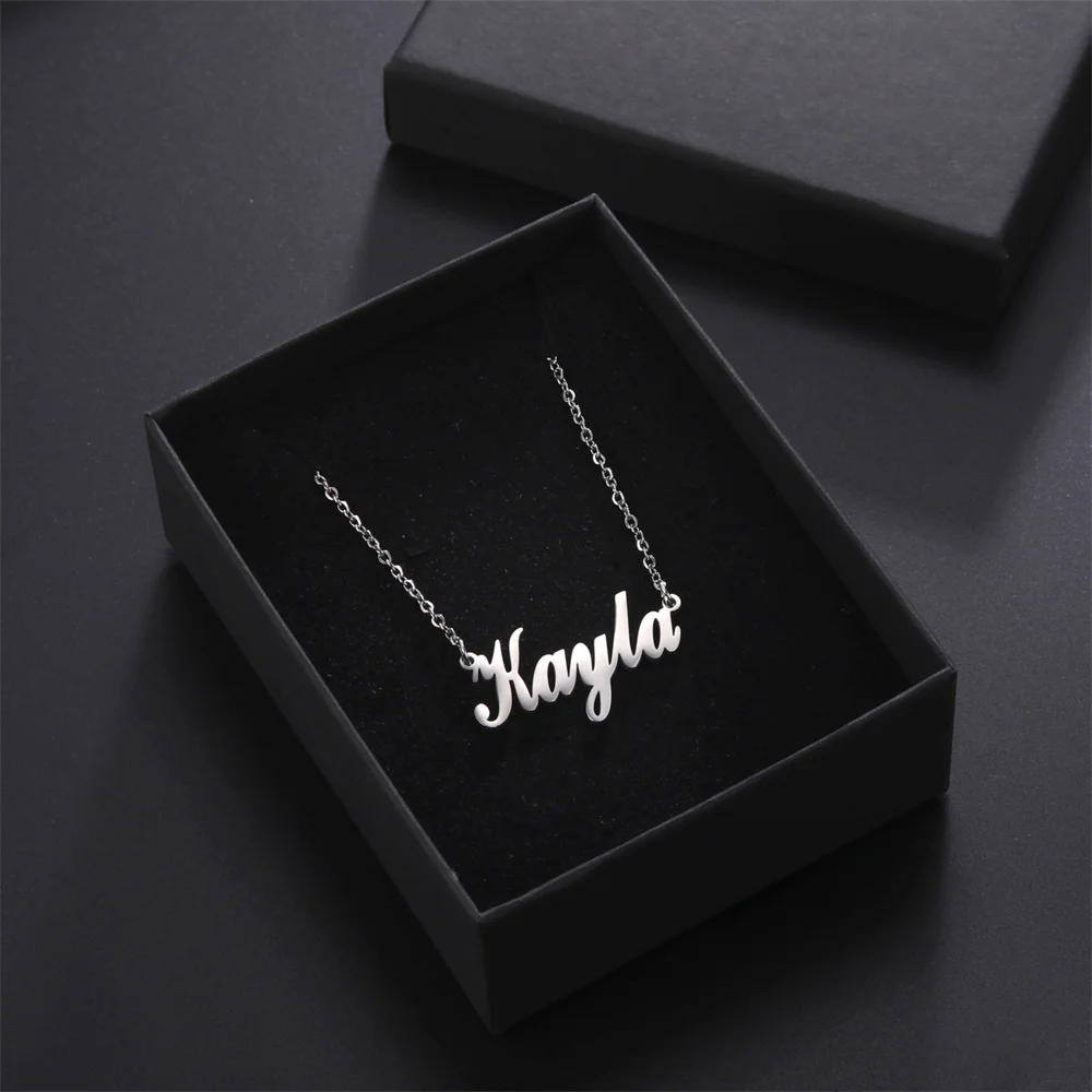 Personalized Stainless Steel Name Necklace Letter Custom Pendant Gold Plated Jewelry Initial Name Choker Men Chain Couple Gift