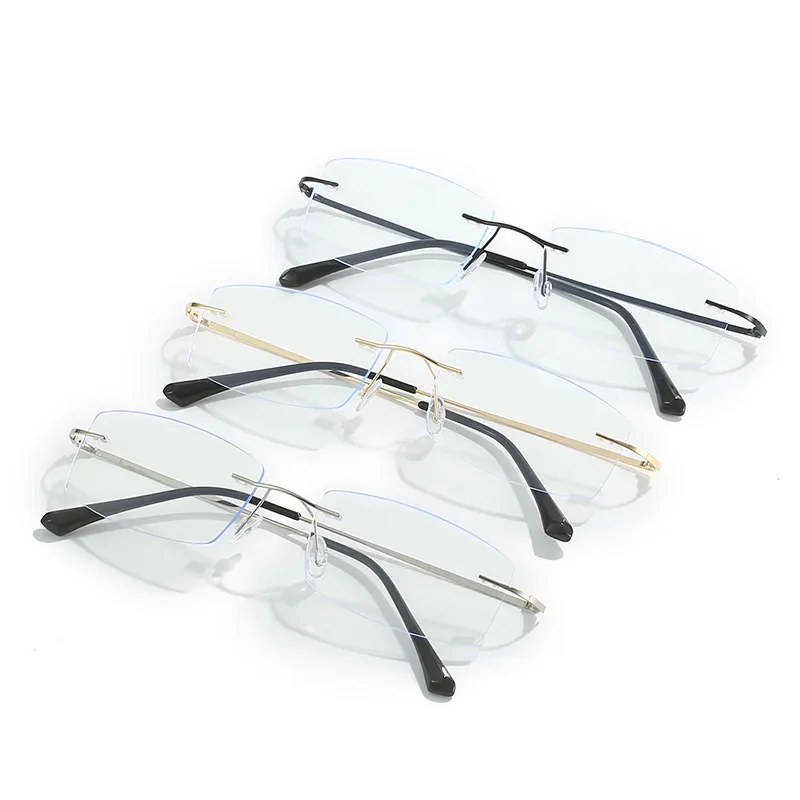 Lunettes carrées sans monture pour hommes et femmes, lunettes de myopie, lentille HD, moins dioptrie, rétro, optique fini, délinquants, mode