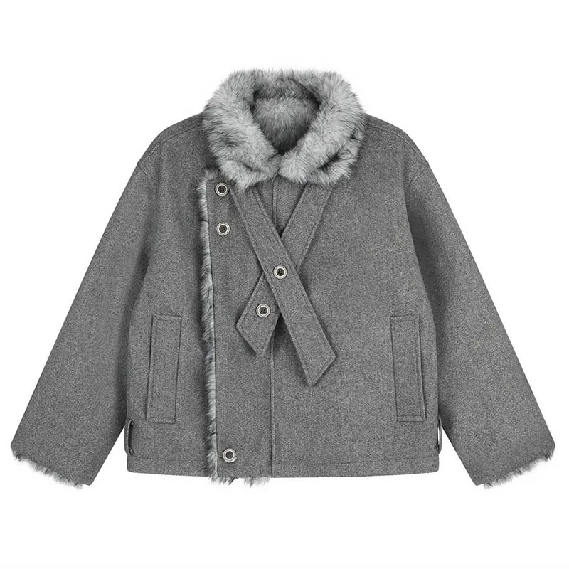 Vintage Hip Hop Cargo Jackets Coats Harakuju Fur Collar Thermal Outwear Tops For Male