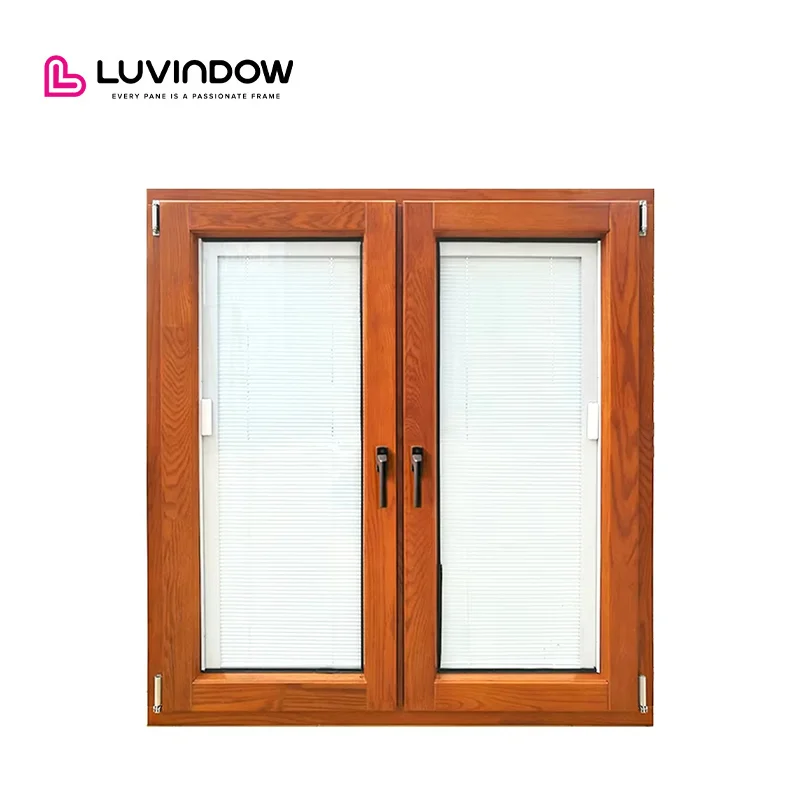 Modern Horizontal Villa Swing Energy Efficient Thermal Break Aluminum Clad Wooden Doors and Windows with Triple Glazed