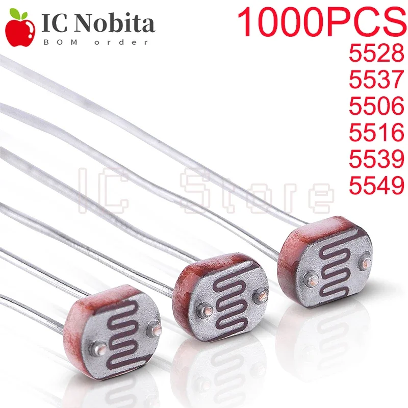 

1000PCS LDR Photo Light Sensitive Resistor Photoelectric Photoresistor 5528 5537 5506 5516 5539 5549