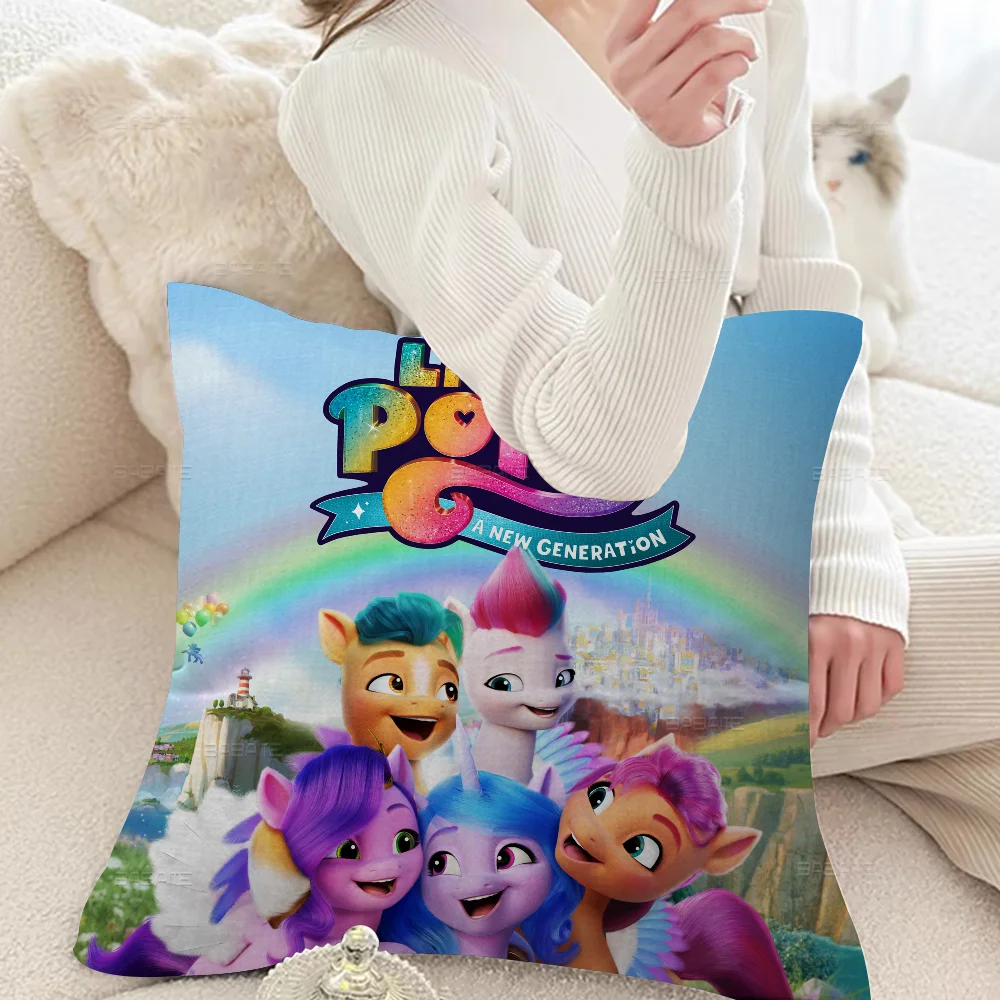 My L-Little P-Pony Stitch Lucky Dragon Pillow Cover Sofa Cushion Cover Home Room Decoration Children Gift