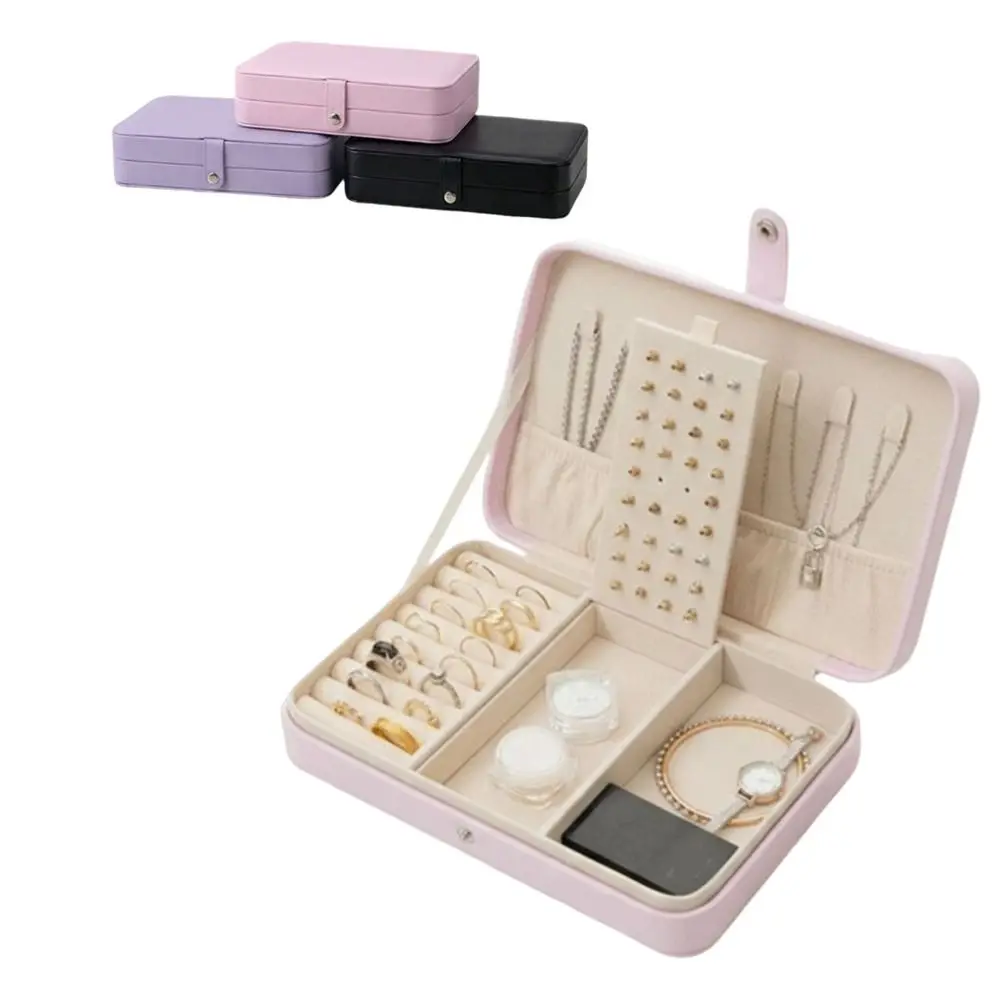 

High Capacity Jewelry Storage Box Solid Color Anti-Oxidation Jewelry Display Case Exquisite Leather PU Necklace Storage Case